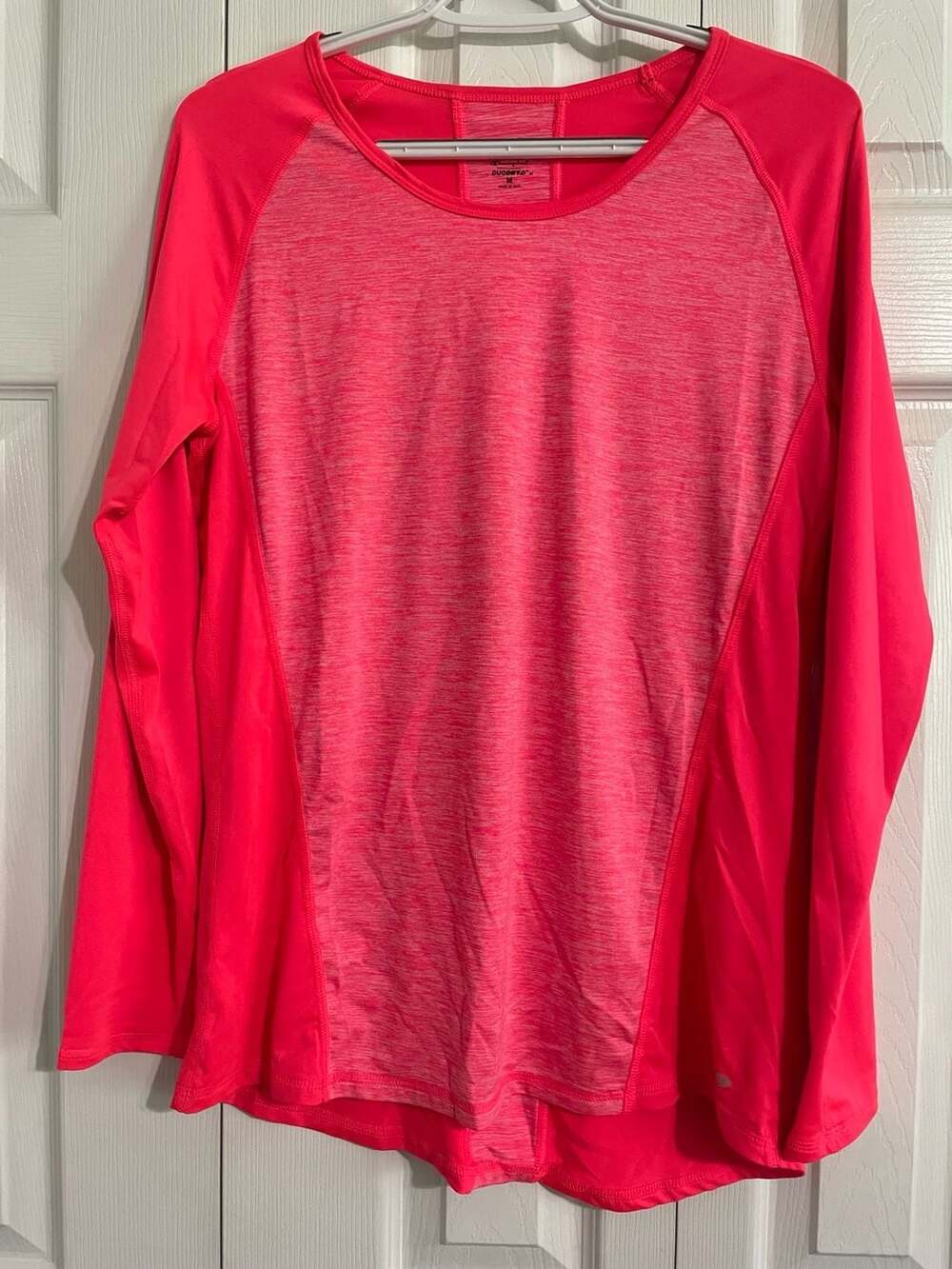 Hot Pink and Marled Pink Long Sleeve Athletic Shirt